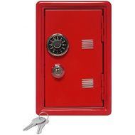 [아마존베스트]Kid's Kids Coin Bank Locker Safe with Single Digit Combination Lock and Key - 7” High x 4” x 3.9” Red