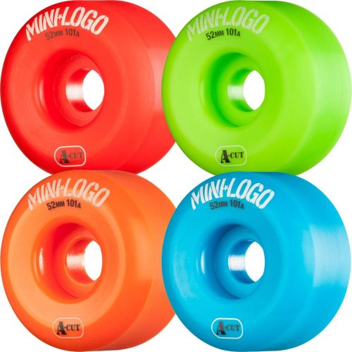  Mini Logo A-Cut Green / Red / Blue / Orange Skateboard Wheels - 52mm 101a (Set of 4)