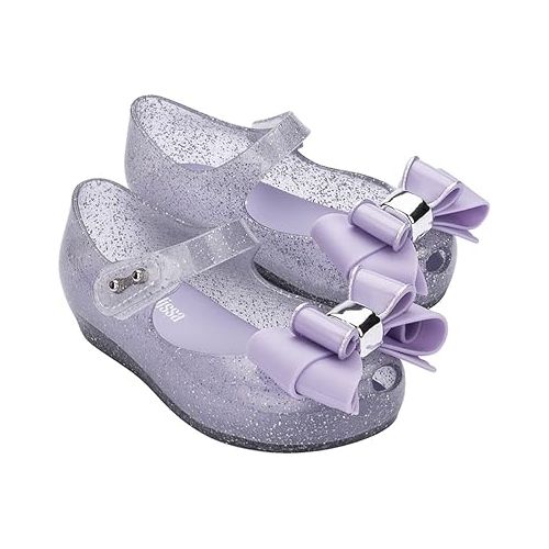  Mini Melissa Ultragirl Sweet IX Mary Jane Flats for Babies & Toddlers - Comfortable & Cute Peep Toe Jelly Flat Shoes with Clear Sparkly Upper