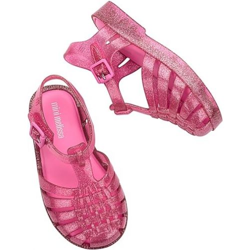  Mini Melissa Girls Possession Shiny BB (Toddler) Fisherman Sandal, Glitter Pink, 6