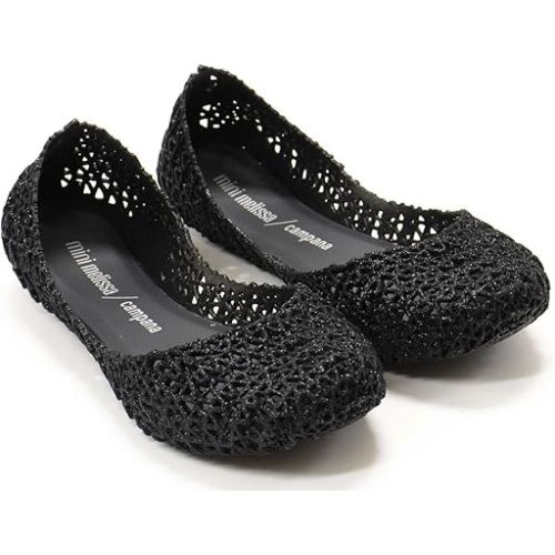  mini melissa Campana Papel Flats for Kids - Comfortable & Cute Closed-Toe Jelly Flat Shoes with Interwoven Cut-Out Design for Girls