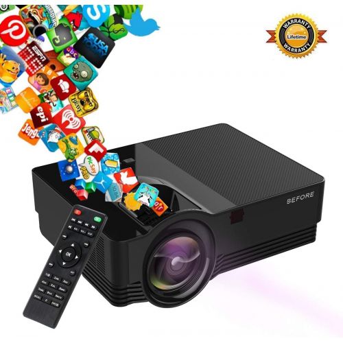  Mini Projector -(Newest Version) 50% Brighter Video Projector Full HD LED with 180 Display and 1080P Support, Compatible with Smartphone,Fire TV Stick, PS4, HDMI, VGA, TF, AV and U