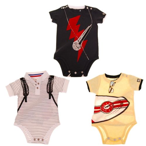  Mini Shatsu Baby Boys Mic-Surf-Skater Bodysuits 3-Pack