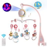 Mini Tudou Baby Musical Crib Mobile with Timing Function Projector and Lights,Hanging Rotating Rattles and...