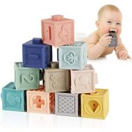 [아마존베스트]Mini Tudou Baby Blocks Soft Building Blocks Baby Toys Teethers Toy Educational Squeeze Play with Numbers Animals Shapes Textures 6 Months and Up 12PCS