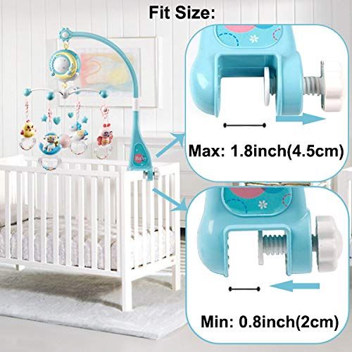  Mini Tudou Baby Musical Crib Mobile with Projection Function and Night Light,Hanging Rotating Teether Rattle and 150 Melodies Music Box with Remote Control,Toy for Newborn 0-24 Mon