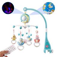 Mini Tudou Baby Musical Mobile Crib with Music and Lights, Timing Function, Projection, Take-Along Rattle and Music Box for Babies Boy Girl Toddler Sleep