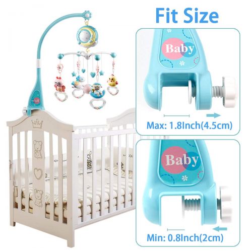  Mini Tudou Baby Musical Mobile Crib with Music and Lights, Timing Function, Projection, Take-Along Rattle and Music Box for Babies Boy Girl Toddler Sleep