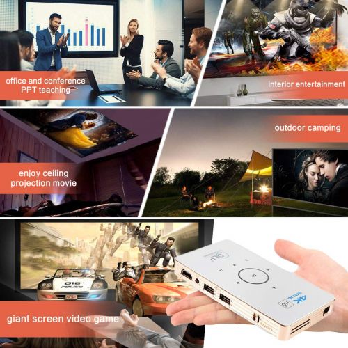  YL-Light Video Projectors Mini Projector Android 5.1 C6 Digital Home Theater Projector Smart Micro Projector 2GB+16GB DLP LED Projector,Video Projector with 120 Inch Support