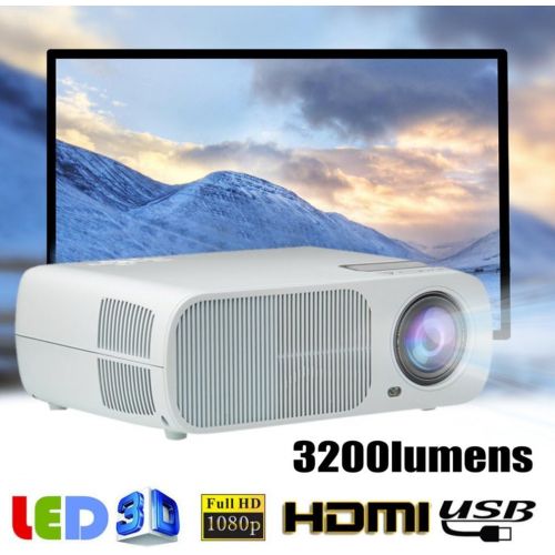  TataYung 【2018 UPGRADED】Home Theater Projector Video Projector Full HD LED 1080P 3200 Lumens Mini Projector Compatible with HDMI, USB, SD,Headphone, AV for Secure Digital Memory Card and Ho