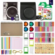 Fujifilm Instax Mini 90 Neo Classic Instant Film Camera (Black) with 40 Instant Film + MiniMate Accessory Bundle. PU Leather Case, Frames, Retro Photo Album, Selfie Lens, Colored F