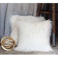 MiniOwls 2 Furry White Accent Cushion Covers 17x17