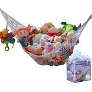 MiniOwls Toy Storage Hammock - Plush Animal Organizer for Bedroom Wall, Gift Idea for Baby Girl/Boy Birthday or Shower (White, Large)