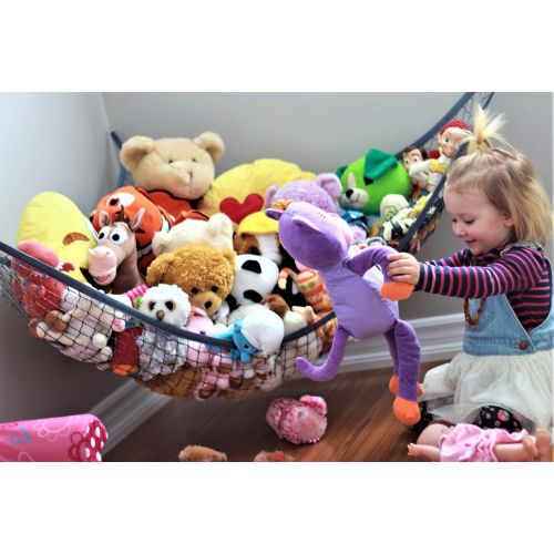  MiniOwls Toy Hammock Organizer Plush Toy Storage for Baby/Nursery or Bed Room. Fits All Decor. Corner Wall Display Shelf. Fits 30-40 Teddies (Gray, X-Large)