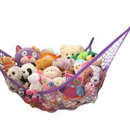 MiniOwls Storage Hammock Stuffed Toys Organizer - Fits 30-40 Plush Animals. Great Gift for Boys and Girls. Instead of Bins and Toy Chest  Displays Teddies Easily. (Purple, X-Large