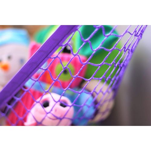  MiniOwls Storage Hammock Stuffed Toys Organizer - Fits 30-40 Plush Animals. Great Gift for Boys and Girls. Instead of Bins and Toy Chest  Displays Teddies Easily. (Purple, X-Large