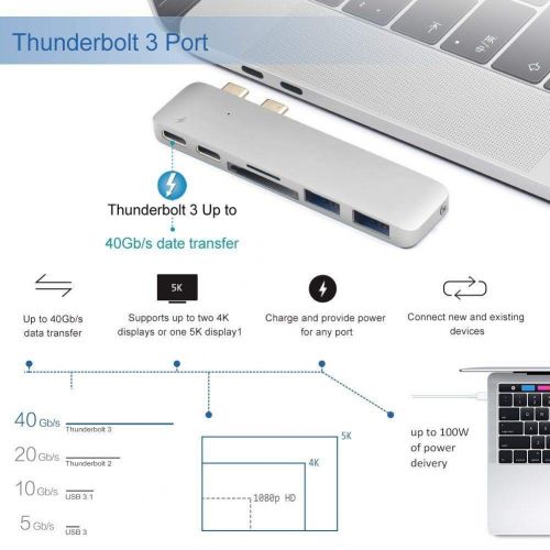  Minidi USB C Hub, Titancraft USB-C 3.1 Adapter 5 in 1 Type C High with 3-Port 3.0 USB SD Card TF Card Reader Micro SDXC Port for MacBook Pro Thunderbolt Google Pixel and More 3.35 Inches