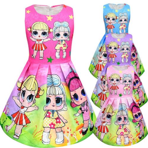  Minin Surprise Toddler Girls Princess Dress Cosplay Costumes Birthday Party Dress Vest Skirt