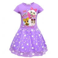 Minin Girls Surprise Mesh Double Pleated Skirt Princess Dress Cosplay Costumes Birthday Party Dress