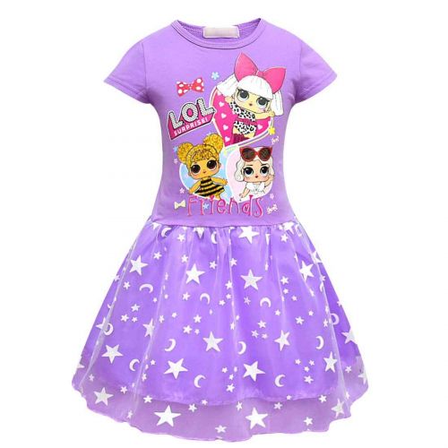  Minin Girls Surprise Mesh Double Pleated Skirt Princess Dress Cosplay Costumes Birthday Party Dress