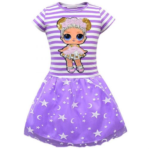  Minin Girls Surprise Mesh Double Pleated Skirt Princess Dress Cosplay Costumes Birthday Party Dress