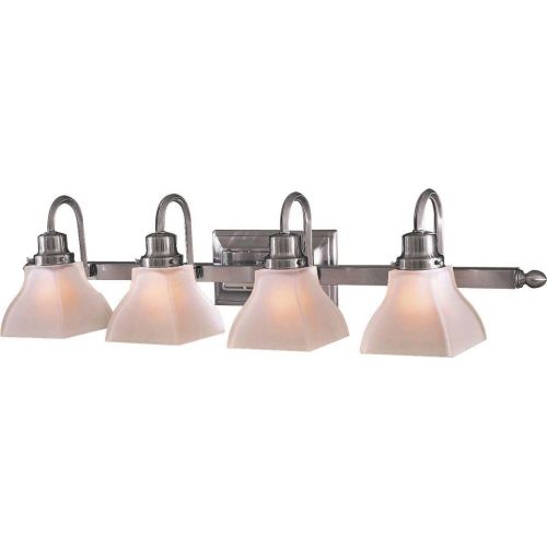  Minka Lavery Wall Light Fixtures 5584-84 Mission Ridge Reversible Glass Bath Vanity Lighting, 4 Light, 400 Watts, Nickel