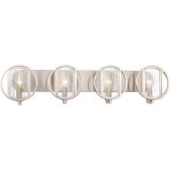 Minka Lavery Wall Light Fixtures 3064-84 Via Capri Bath Vanity Lighting, 4-Light 240 Watts, Brushed Nickel