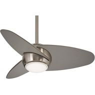 Minka-Aire F410L-BS, Slant 36 LED Ceiling Fan, Brushed Steel Finish With Silver Blades