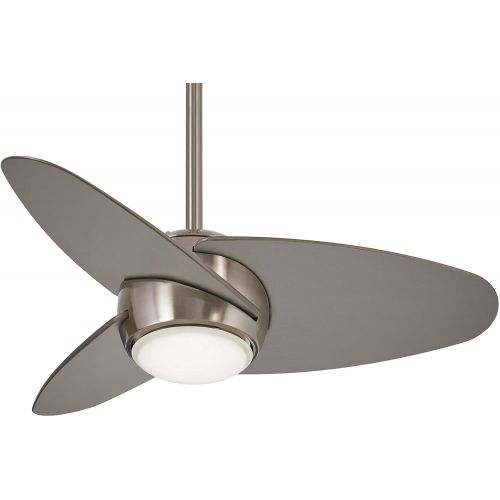  Minka-Aire F410L-BS, Slant 36 LED Ceiling Fan, Brushed Steel Finish With Silver Blades