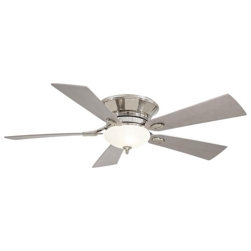  Minka-Aire Minka Aire F711-PN Delano - 52 Flush Mount Ceiling Fan, Polished Nickel Finish with Silver Blade Finish with White Frosted Glass