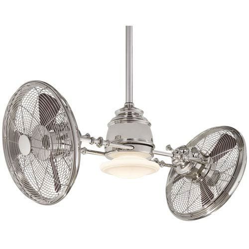  Minka-Aire F802-PN VINTAGE GYRO 42 Ceiling Fan in Polished Nickel finish with Rosewood Blades