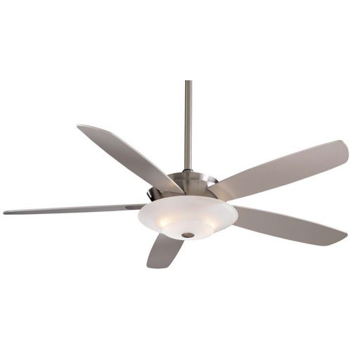  Minka-Aire Minka Aire F598-BN Airus - 54 Ceiling Fan with Light Kit, Brushed Nickel Finish with Silver Blade Finish with Acid Etched Glass