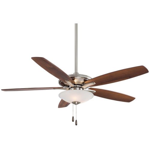  Minka-Aire Minka Aire F522-BN Mojo - 52 Ceiling Fan with Light Kit, Brushed Nickel Finish with Medium MapleDark Walnut Blade Finish with Frosted White Glass