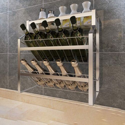  Minmin-zhenggaojia Stainless Steel Kitchen Supplies Racks Seasoning Free Punching Oil Salt Sauce Vinegar Storage Rack Floor Black Wall Hanging (Size : 451833CM)