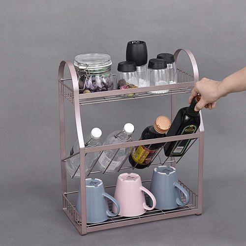  Minmin-zhenggaojia Kitchen Shelf Spice Rack Oil Salt Sauce Vinegar Bottle Sauce Storage Rack Kitchen Countertop Storage Rack Spice Rack (Color : Pink)