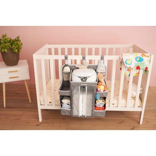  [아마존베스트]Minnebaby Baby Nursery Organizer and Diaper Caddy Organizer, Hanging Changing Table Diaper Stacker for Crib Storage and Nursery Organization