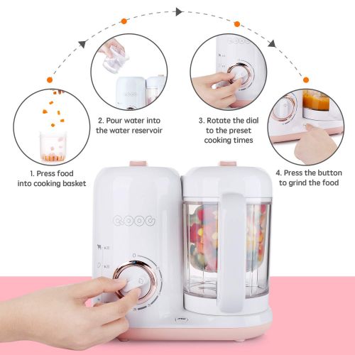  [아마존베스트]Minne QOOC 4-in-1 Baby Food Maker Pro