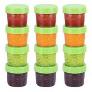 [아마존베스트]Minne Glass Baby Food Storage Containers, BPA-Free Airtight Leak-Proof Baby Food Jars with Labels, Set of 12-4 Ounce