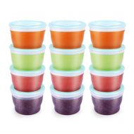 [아마존베스트]Minne QOOC Baby Food Storage Freezer Containers, BPA-Free Airtight Plastic Set of 12-4 Ounce, Mint Blue