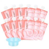 [아마존베스트]Minne QOOC Reusable Baby Food Storage Pouch, Set of 12 Reusable 7 oz Double Zipper Pouches and 1 Easy-Filled Funnel