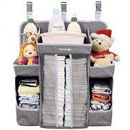 Minnebaby Baby Nursery Organizer and Diaper Caddy Organizer, Hanging Changing Table Diaper Stacker for Crib Storage and Nursery Organization