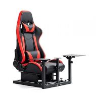 Minneer Racing Flight Simulator Cockpit with Red Seat Fit for Logitech/Thrustmaster/Fanatec X56 X52 G29 G920 T248,Support Hotas Warthog,Drive Gaming Joystick Mount. Joystick & Handbrake Not Included