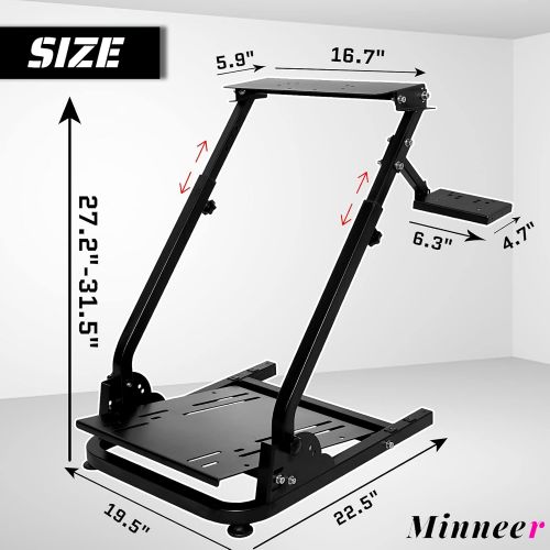  Minneer G923 Racing Wheel Stand Height Adjustable for Logitech G25, G27, G29, G920 Thrustmaster TMX, T80, PS4, PC Video Game Gaming Steering Simulator Cockpit Wheel and Pedals Not