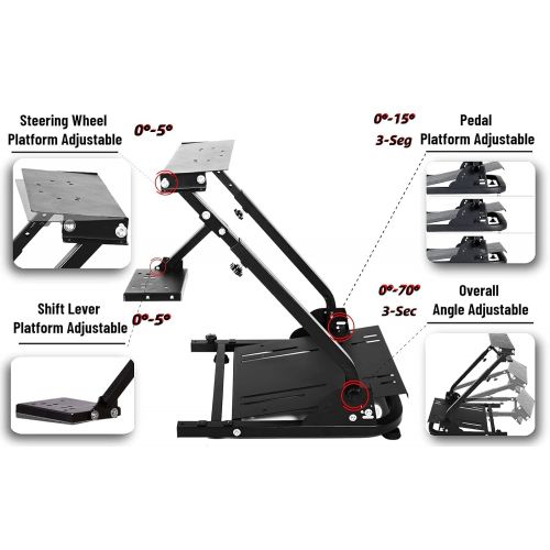  Minneer G923 Racing Wheel Stand Height Adjustable for Logitech G25, G27, G29, G920 Thrustmaster TMX, T80, PS4, PC Video Game Gaming Steering Simulator Cockpit Wheel and Pedals Not