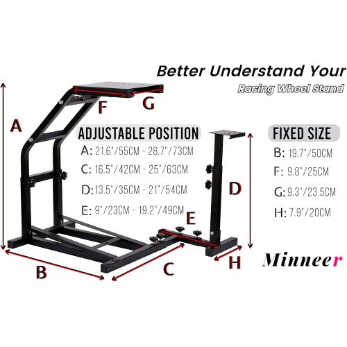  Minneer Racing Wheel Stand with V2 Support Game Support Stand Up Simulation Driving Cockpit for Logitech G29, G27, G25, G920, All Thrustmaster Racing Simulator Wheel Stand Without