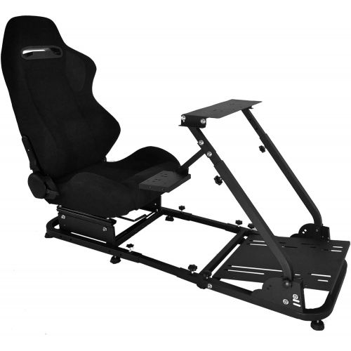  Minneer Racing Seat Simulator Cockpit Height Adjustable Racing Steering Wheel Stand/Fits Fantec, Logitech G25, G27, G29, Thrustmaster/Compatible with Xbox One, Playstation, PC Plat