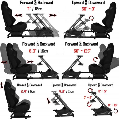  Minneer Racing Seat Simulator Cockpit Height Adjustable Racing Steering Wheel Stand/Fits Fantec, Logitech G25, G27, G29, Thrustmaster/Compatible with Xbox One, Playstation, PC Plat