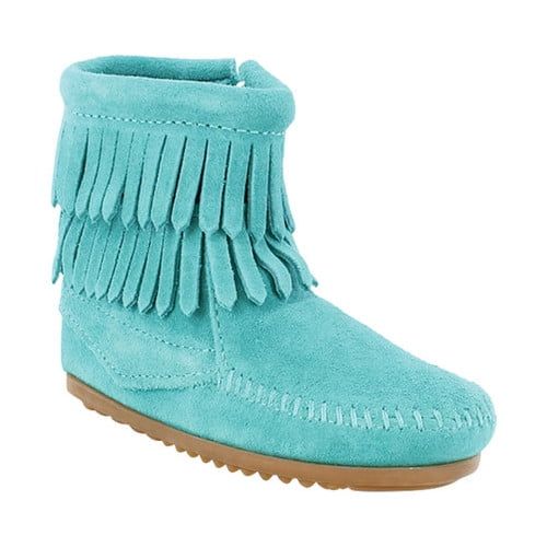  Girls Minnetonka Double Fringe Side Zip Boot