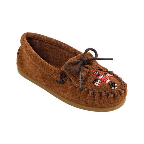  Minnetonka minnetonka kids thunderbird ii moccasin - brown / embroidery