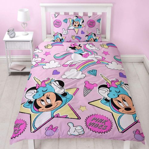  Minnie Mouse Unicorns Single / Twin Duvet Cover and Pillowcase Set